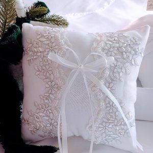 Hobby Lobby White Satin Ringbearer Pillow